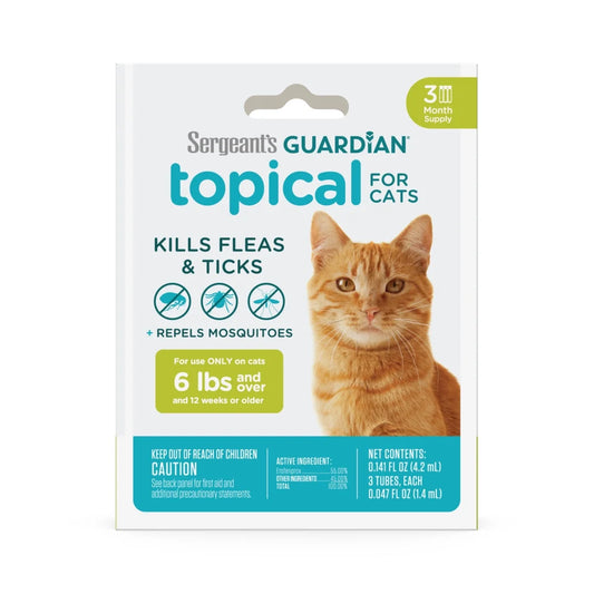 (2 Pack)  GUARDIAN Flea & Tick Topical for Cats, 6 Lbs and Over, 3 Count